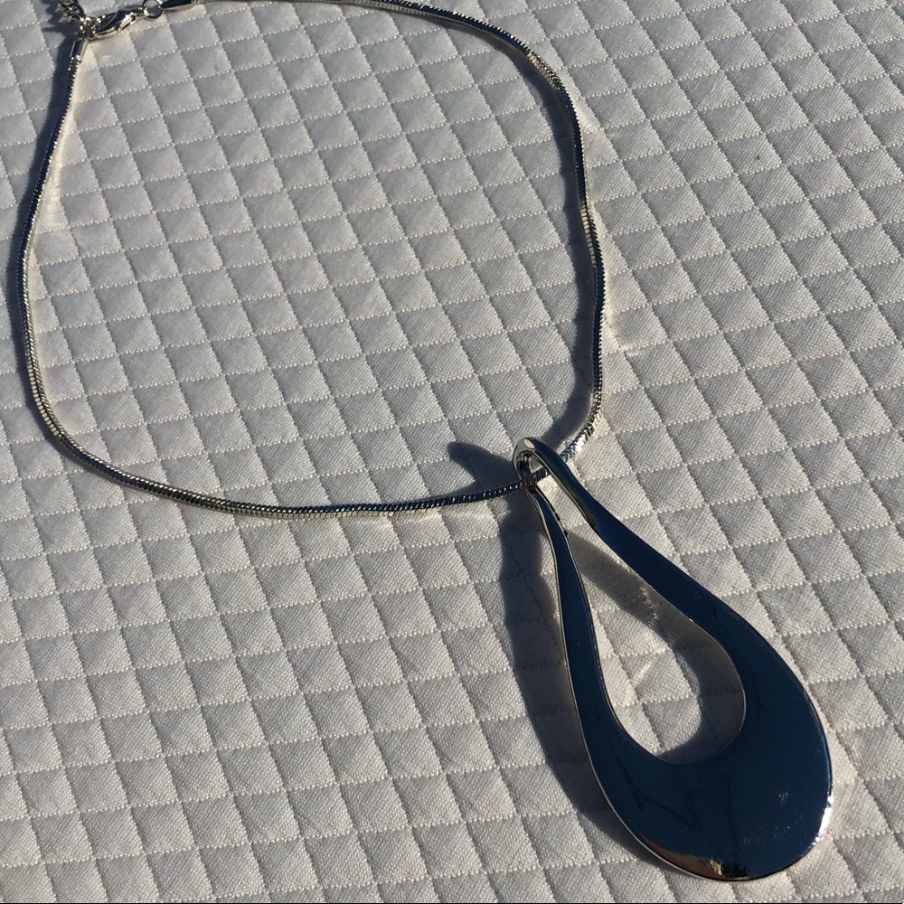 Silver Colored Statement Piece Necklace - image 2